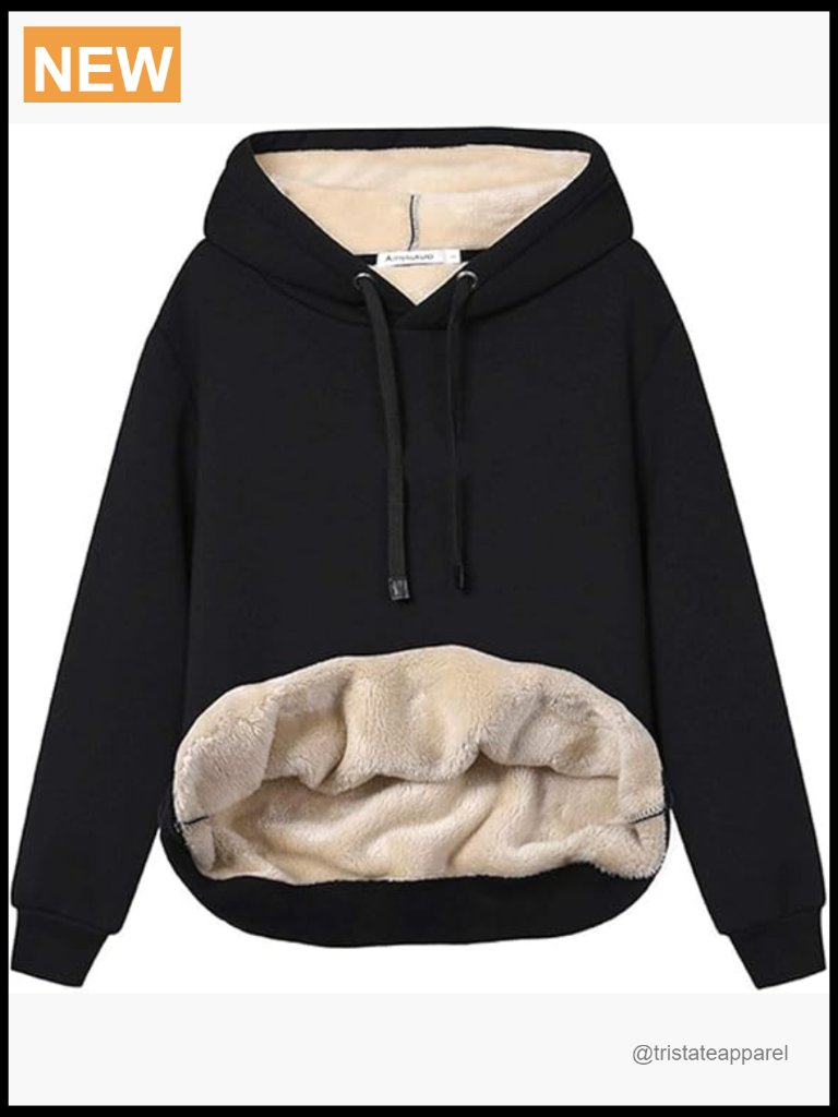 Womens Fleece Lined Sherpa Pullover Hooded Sweatshirt Winter